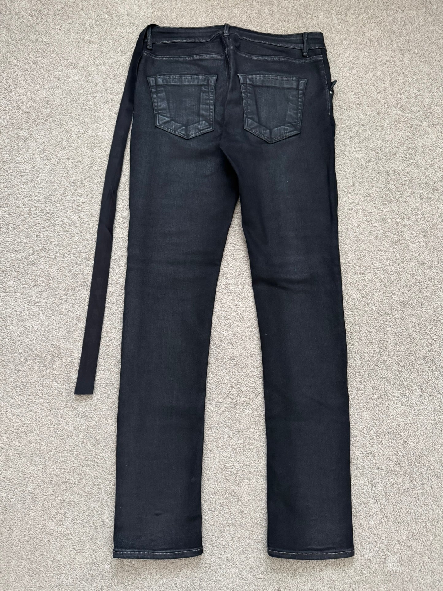 FW21 Rick Owens DRKSHDW Black Waxed Tyrone Cut Denim Jeans