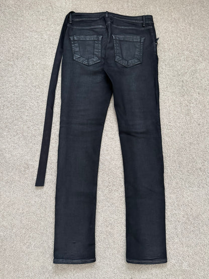 FW21 Rick Owens DRKSHDW Black Waxed Tyrone Cut Denim Jeans