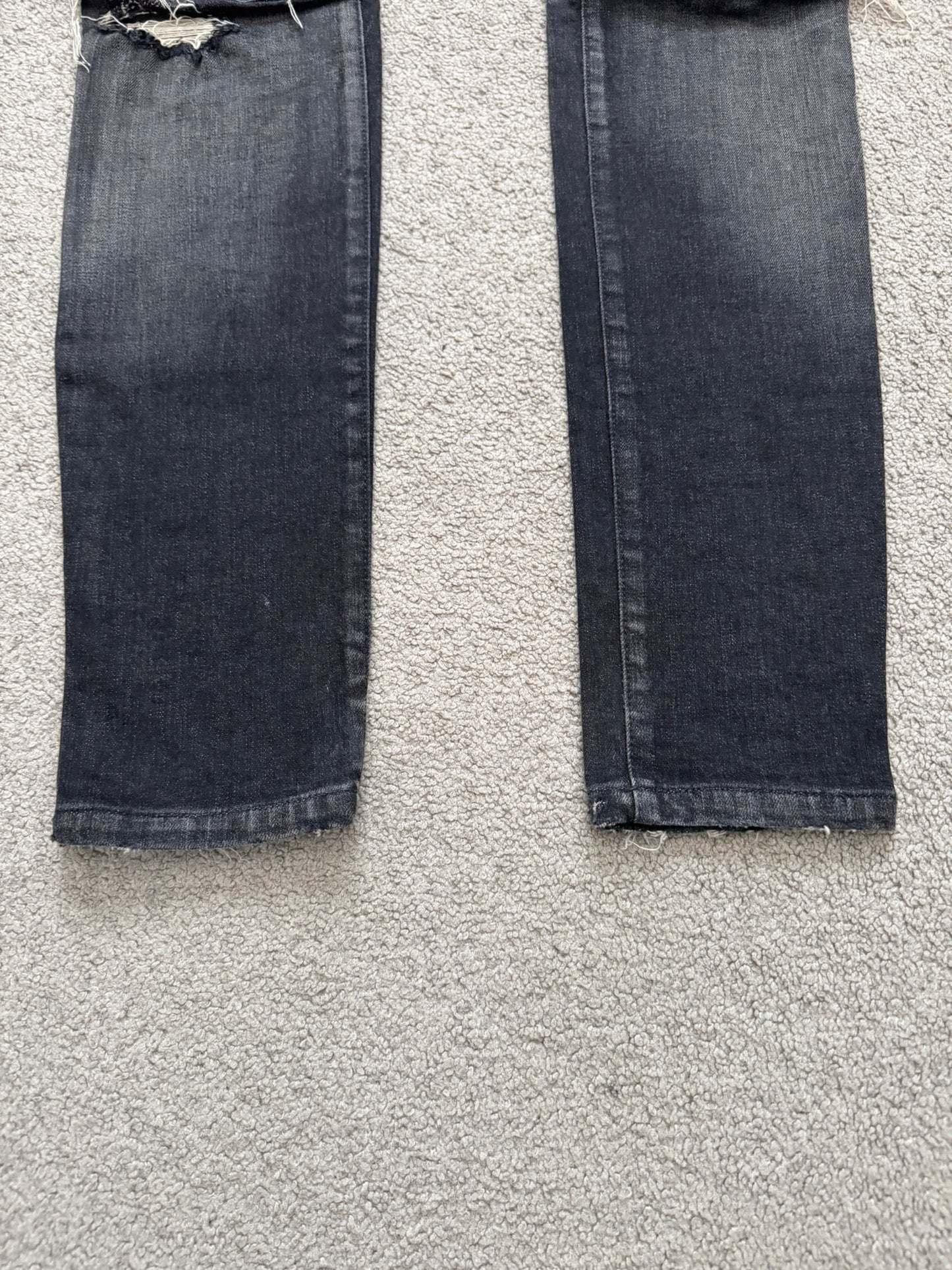 Balmain by Olivier Rousteing Distressed Zip Biker Denim Jeans
