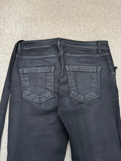 FW21 Rick Owens DRKSHDW Black Waxed Tyrone Cut Denim Jeans