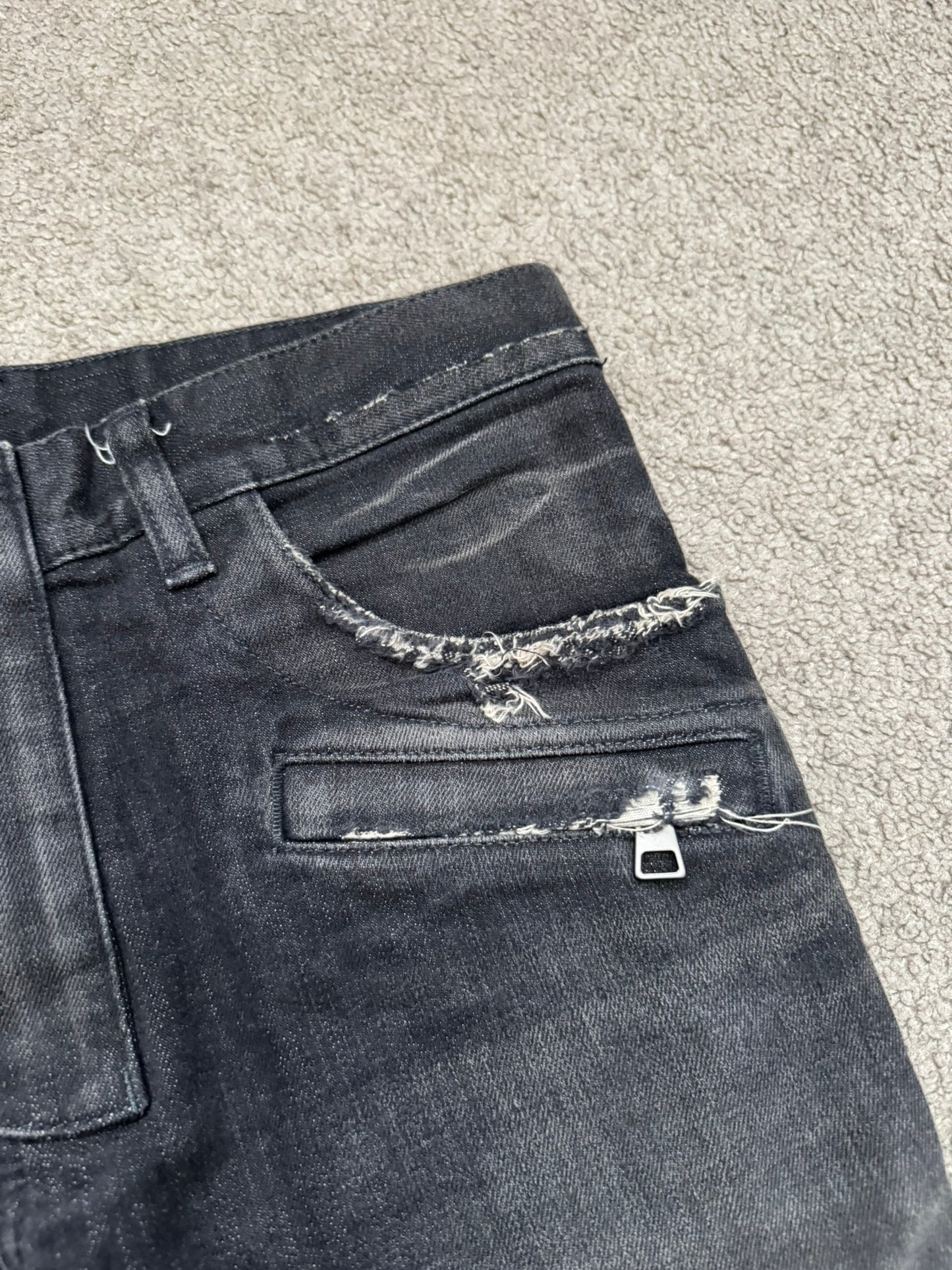 Balmain by Olivier Rousteing Distressed Zip Biker Denim Jeans