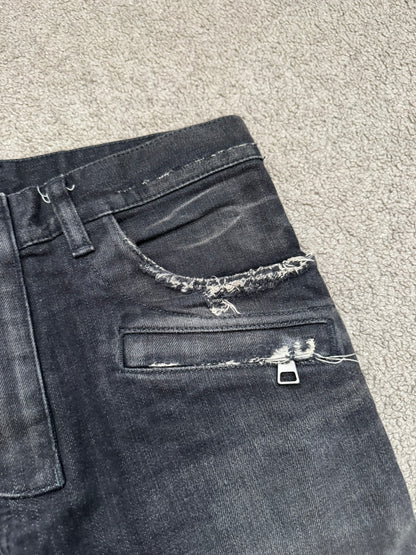 Balmain by Olivier Rousteing Distressed Zip Biker Denim Jeans