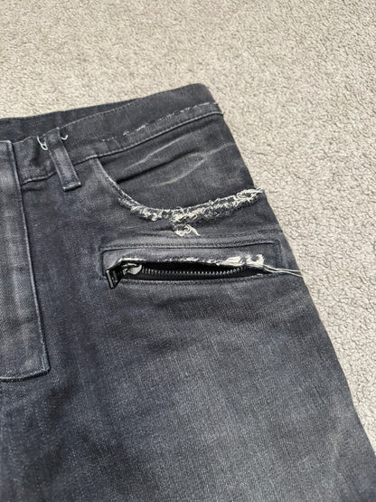 Balmain by Olivier Rousteing Distressed Zip Biker Denim Jeans