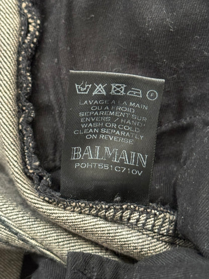Balmain by Olivier Rousteing Distressed Zip Biker Denim Jeans