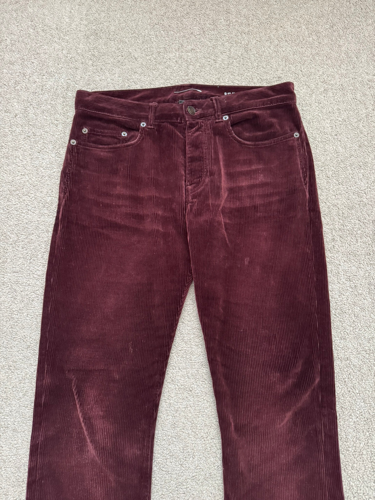 FW18 Saint Laurent Paris Red D17 Bootcut Corduroy Jeans