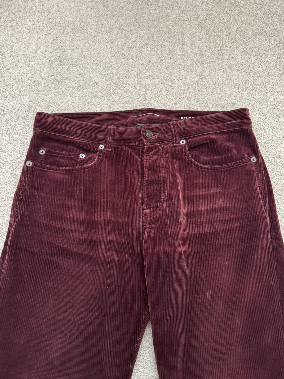 FW18 Saint Laurent Paris Red D17 Bootcut Corduroy Jeans