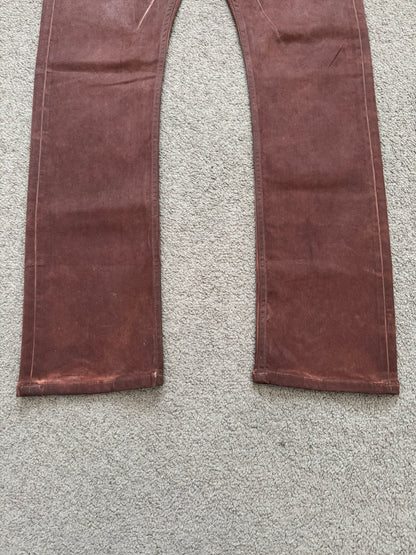 FW24 Rick Owens DRKSHDW Terracotta Waxed Detroit Denim Jeans