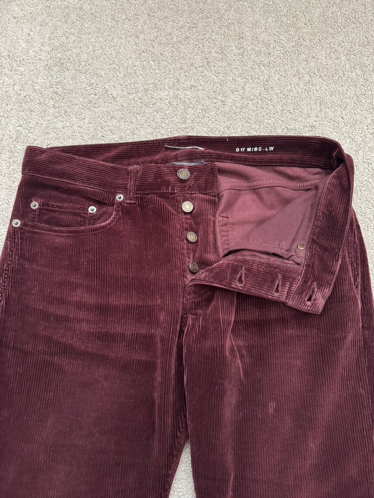 FW18 Saint Laurent Paris Red D17 Bootcut Corduroy Jeans