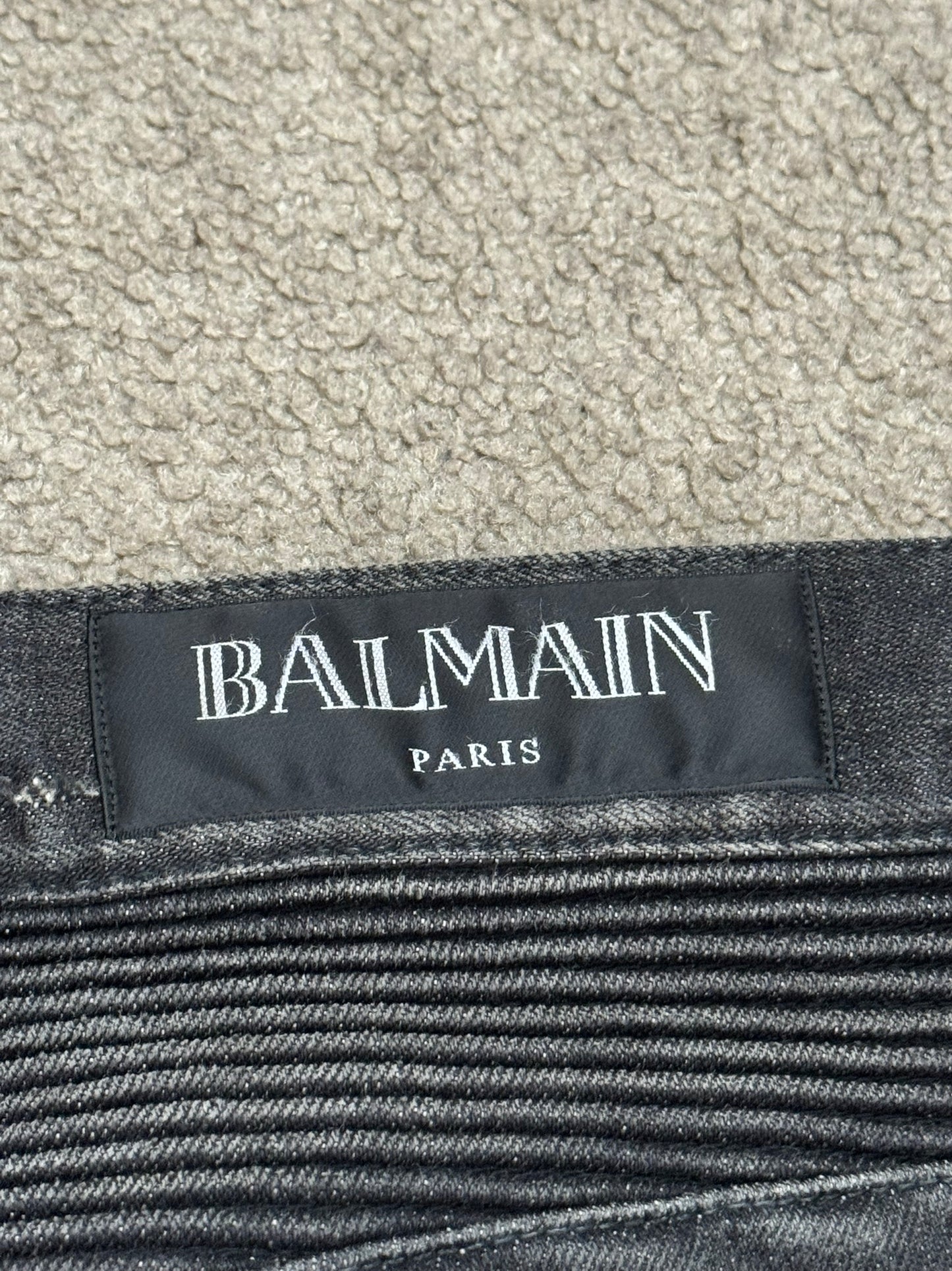 Balmain by Olivier Rousteing Distressed Zip Biker Denim Jeans
