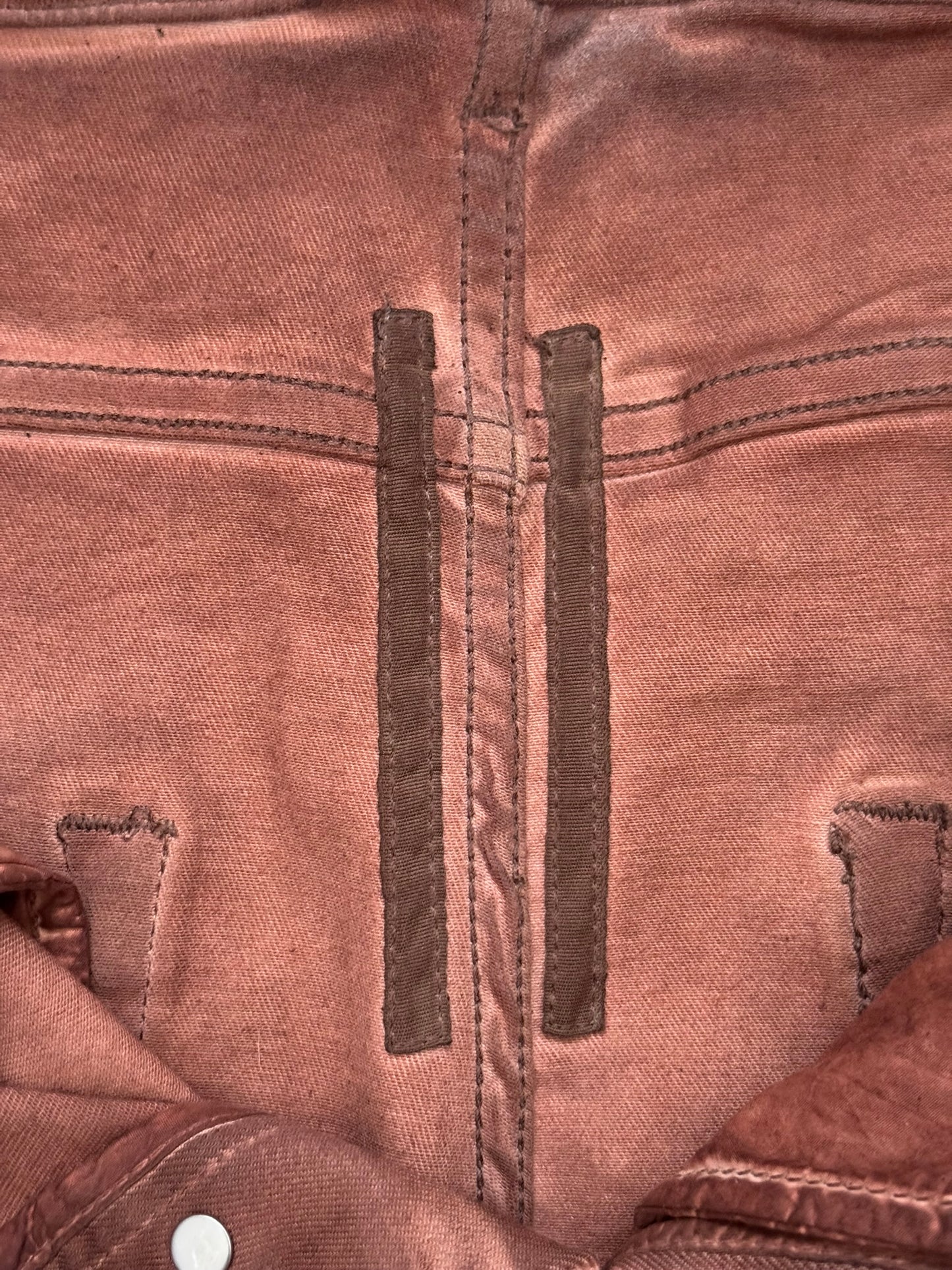 FW24 Rick Owens DRKSHDW Terracotta Waxed Detroit Denim Jeans