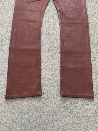 FW24 Rick Owens DRKSHDW Terracotta Waxed Detroit Denim Jeans