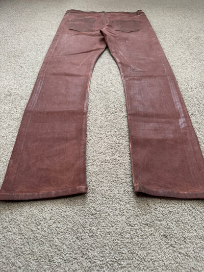 FW24 Rick Owens DRKSHDW Terracotta Waxed Detroit Denim Jeans