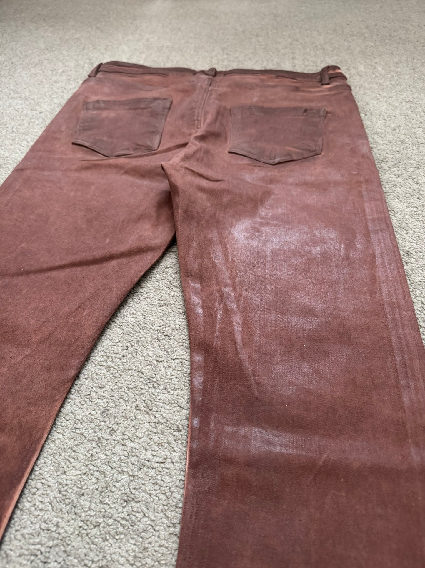 FW24 Rick Owens DRKSHDW Terracotta Waxed Detroit Denim Jeans