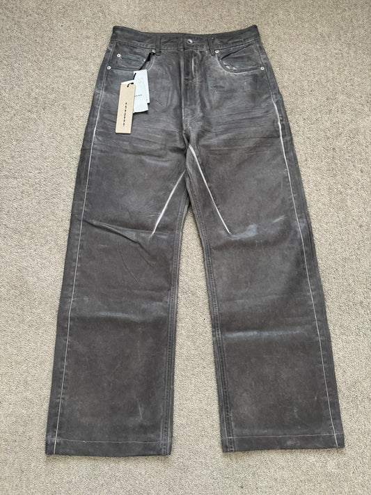 New SS25 Rick Owens DRKSHDW Waxed Dark Dust Geth Denim Jeans