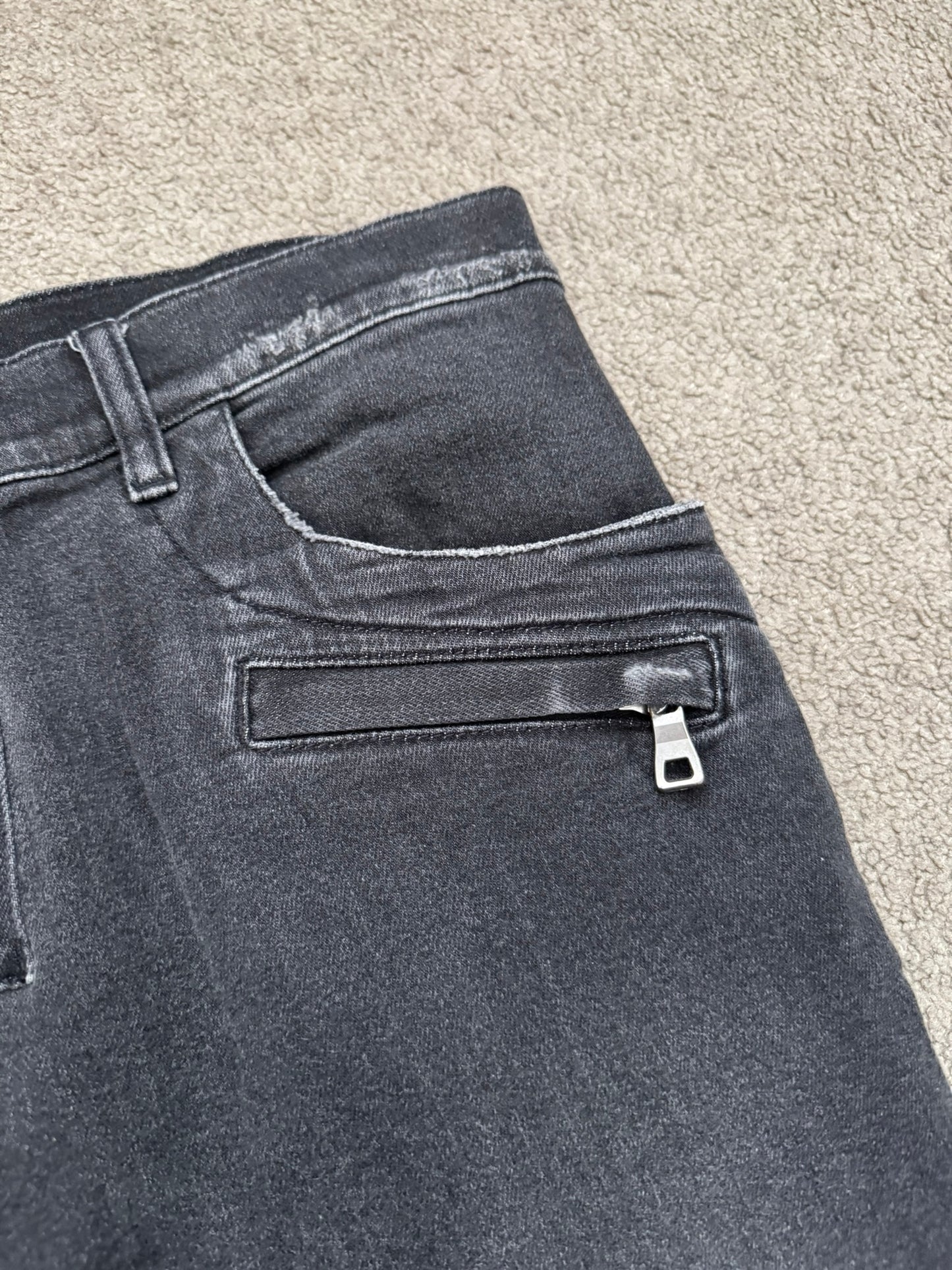 Balmain by Olivier Rousteing Distressed Zip Biker Denim Jeans