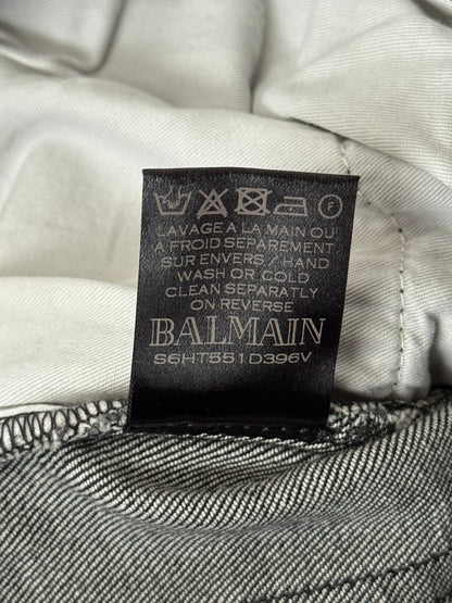 Balmain by Olivier Rousteing Distressed Zip Biker Denim Jeans