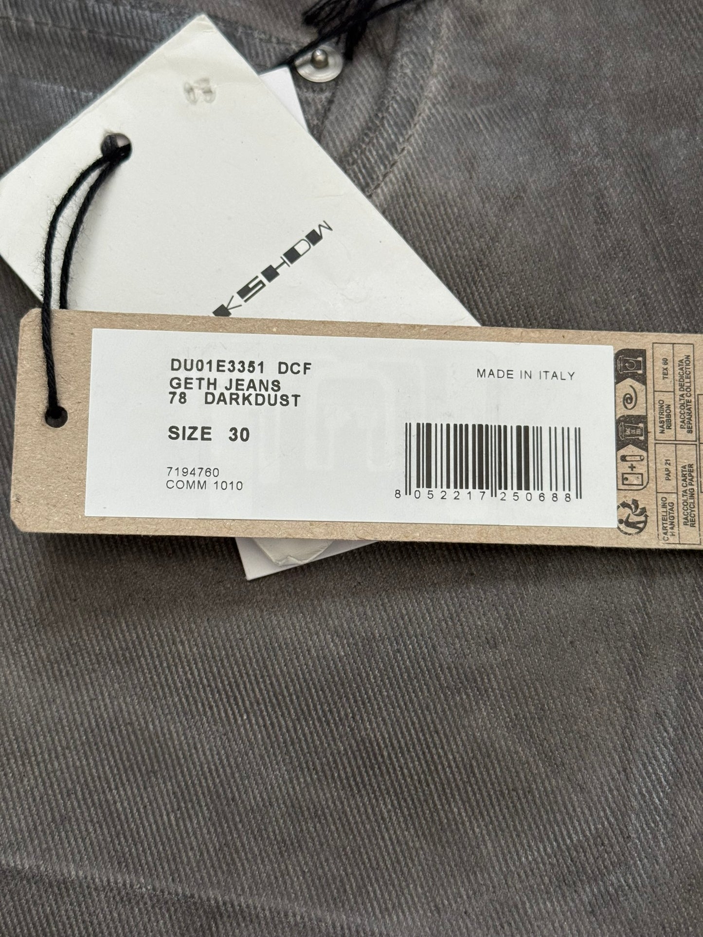 New SS25 Rick Owens DRKSHDW Waxed Dark Dust Geth Denim Jeans