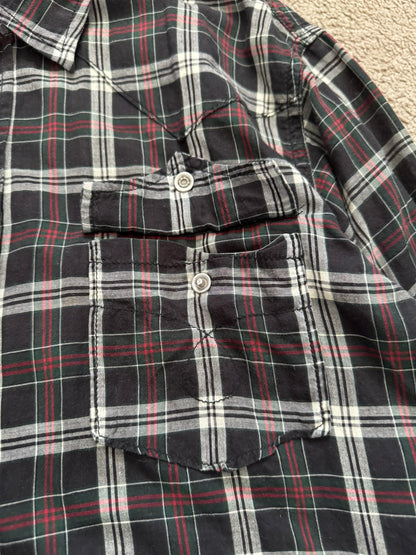 SS16 Saint Laurent by Hedi Slimane Western Snap Plaid Shirt