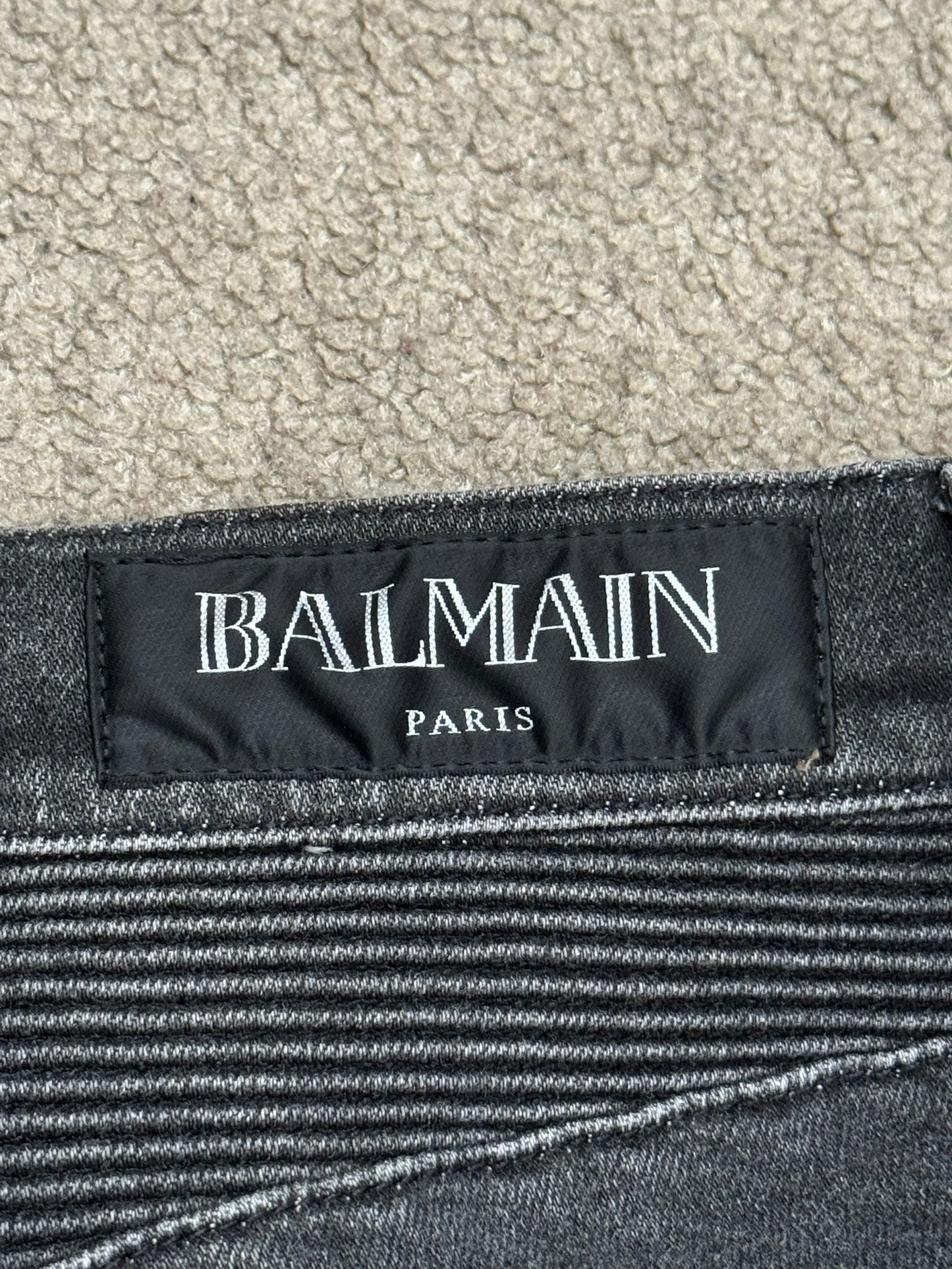 Balmain by Olivier Rousteing Distressed Zip Biker Denim Jeans