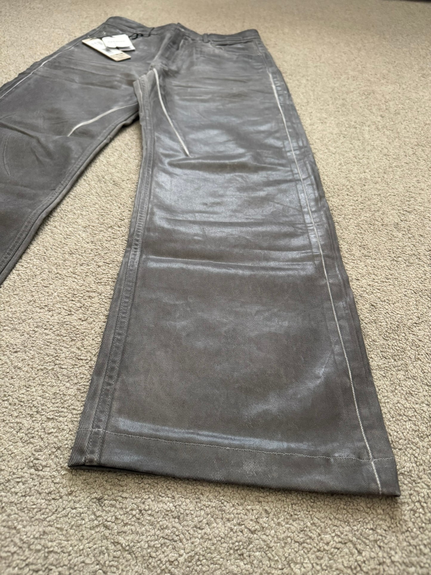 New SS25 Rick Owens DRKSHDW Waxed Dark Dust Geth Denim Jeans