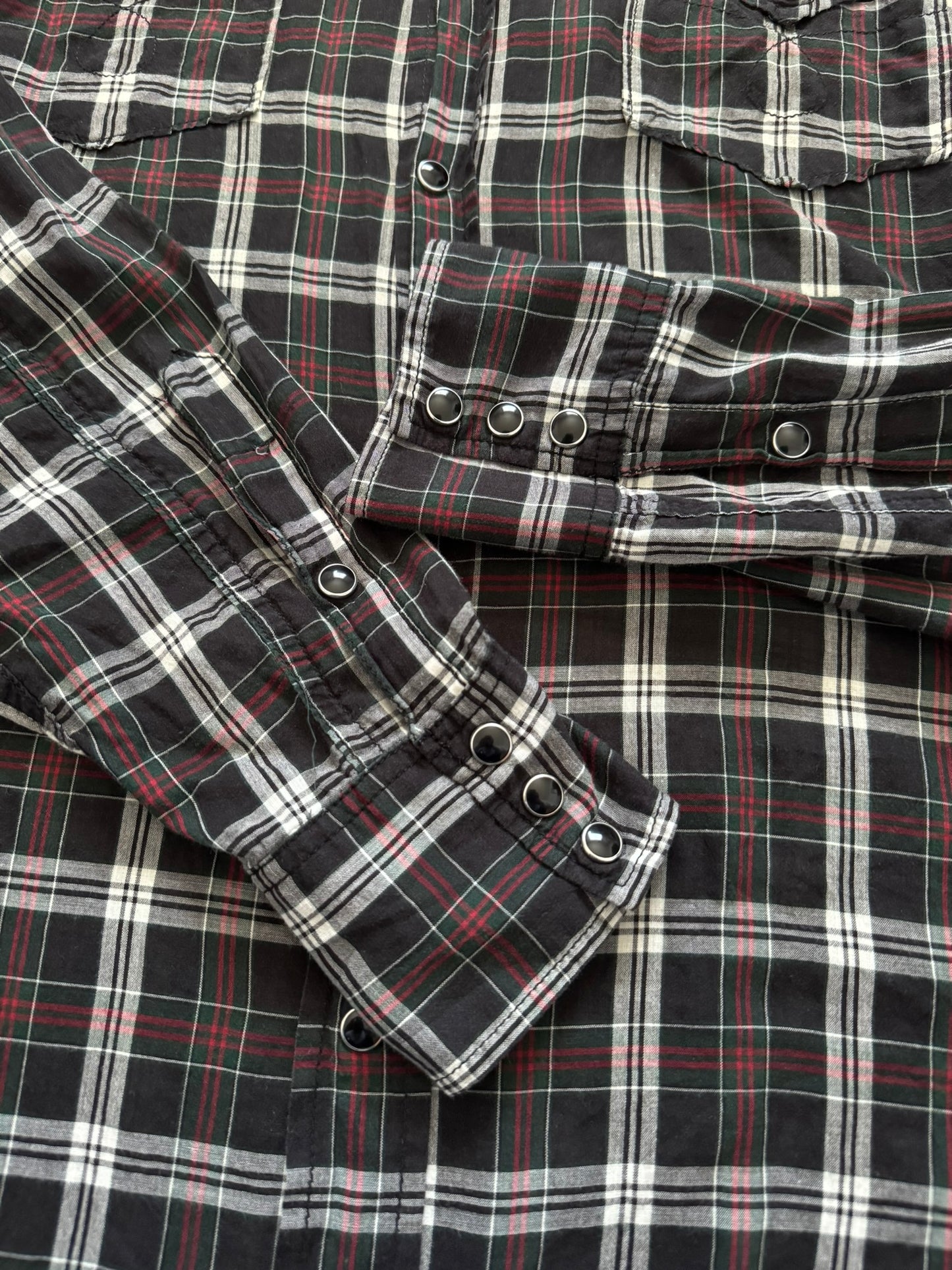 SS16 Saint Laurent by Hedi Slimane Western Snap Plaid Shirt