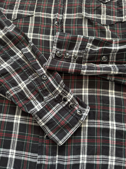 SS16 Saint Laurent by Hedi Slimane Western Snap Plaid Shirt