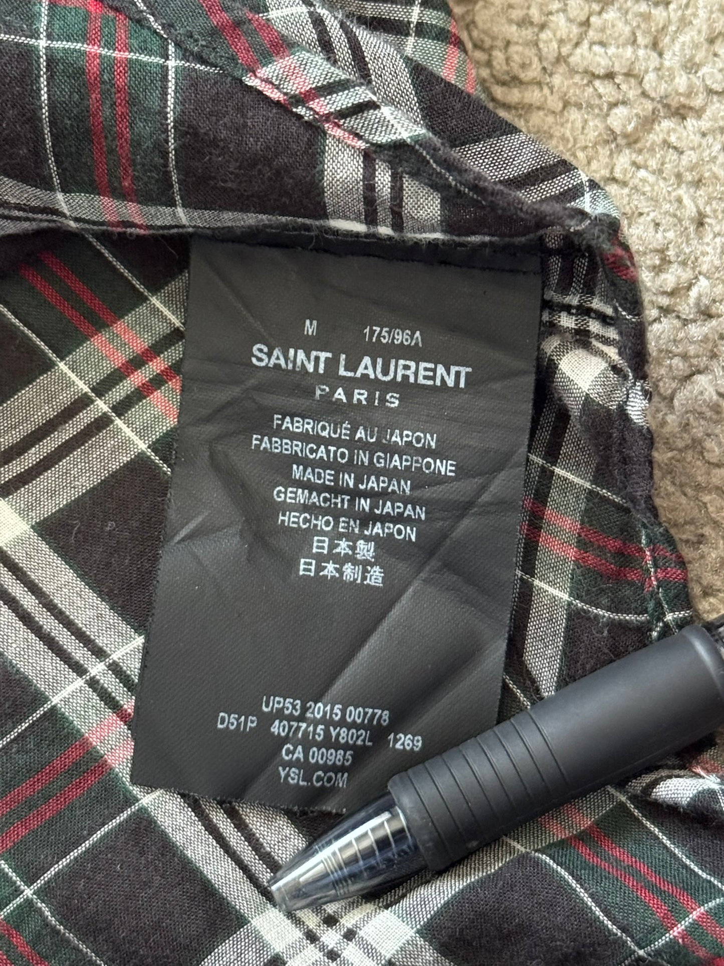 SS16 Saint Laurent by Hedi Slimane Western Snap Plaid Shirt