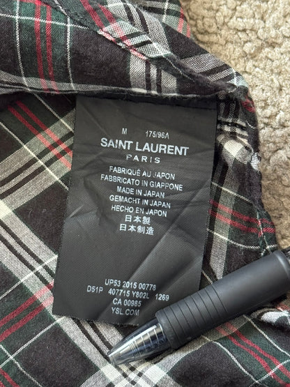 SS16 Saint Laurent by Hedi Slimane Western Snap Plaid Shirt