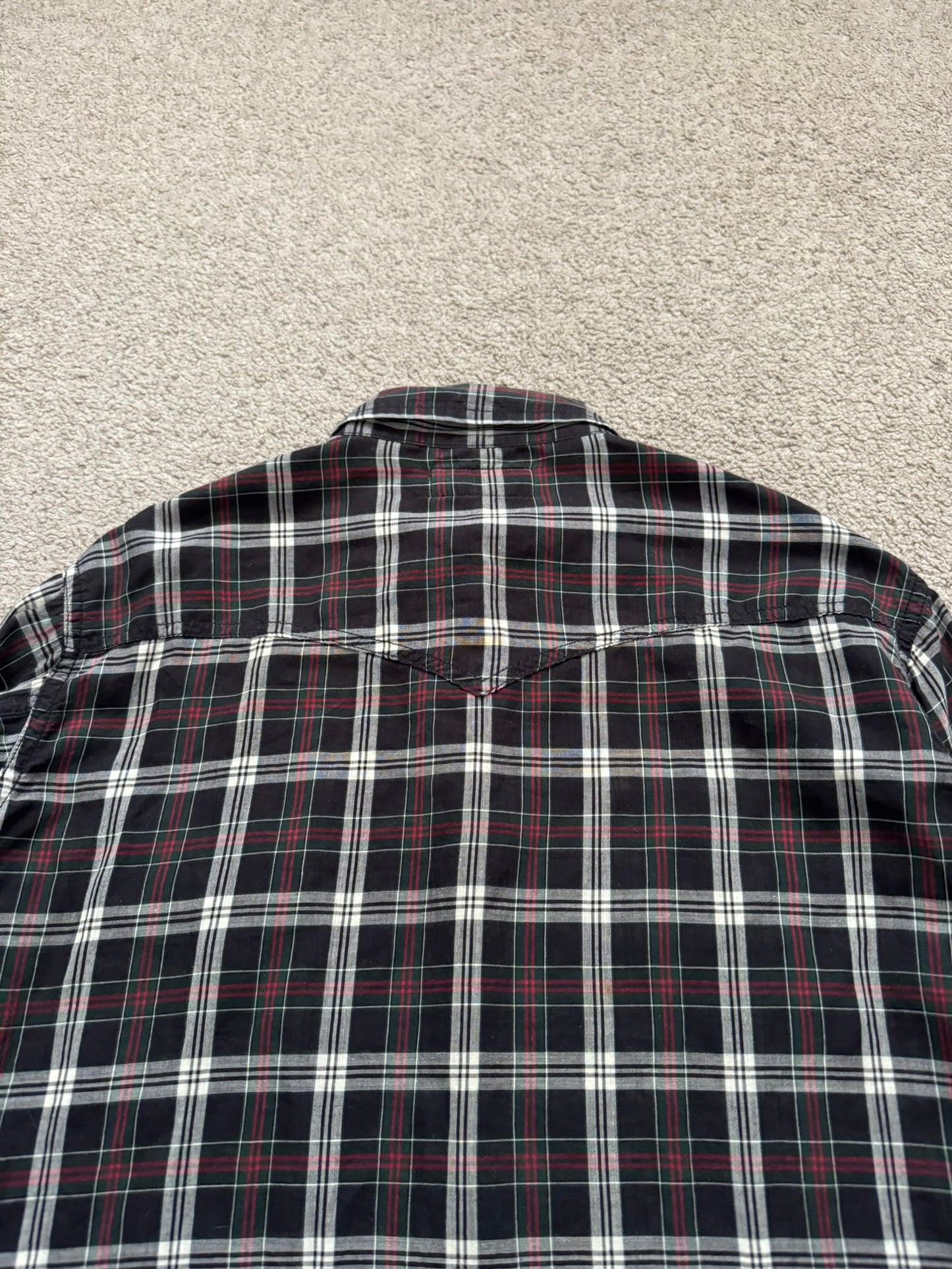 SS16 Saint Laurent by Hedi Slimane Western Snap Plaid Shirt