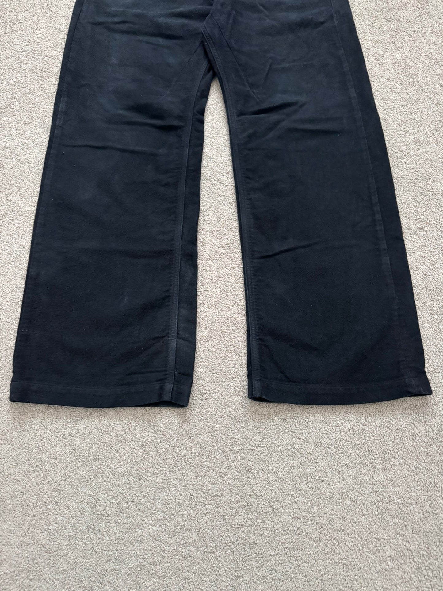 FW24 Rick Owens DRKSHDW Black Cotton Moleskin Geth Cut Jeans