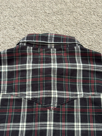 SS16 Saint Laurent by Hedi Slimane Western Snap Plaid Shirt