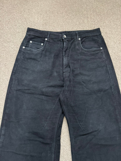 FW24 Rick Owens DRKSHDW Black Cotton Moleskin Geth Cut Jeans