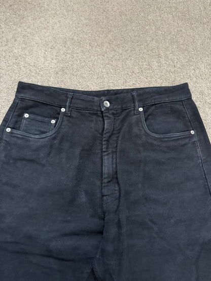 FW24 Rick Owens DRKSHDW Black Cotton Moleskin Geth Cut Jeans
