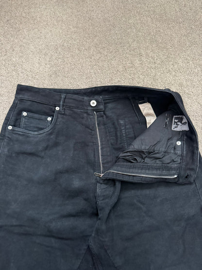 FW24 Rick Owens DRKSHDW Black Cotton Moleskin Geth Cut Jeans