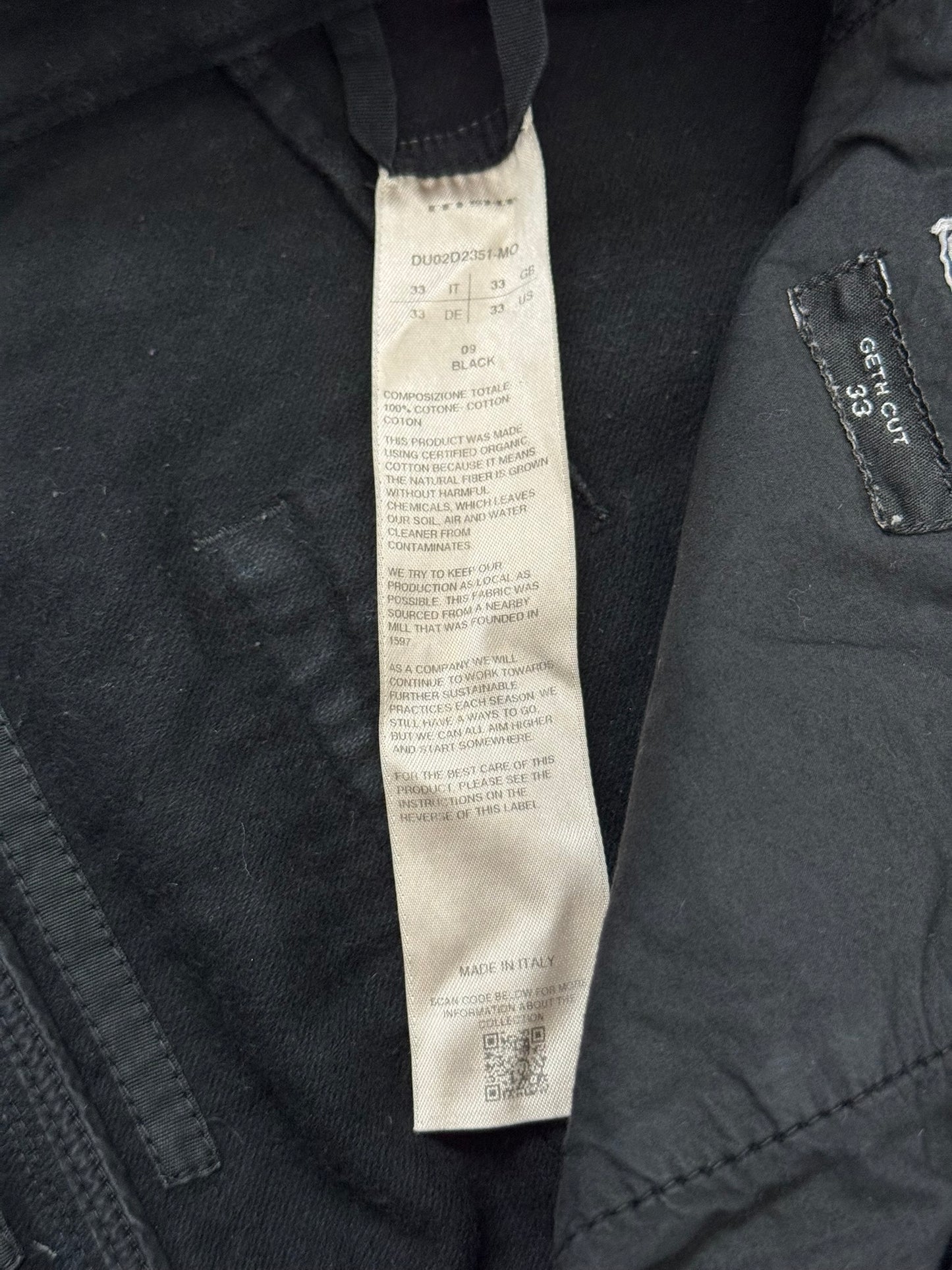 FW24 Rick Owens DRKSHDW Black Cotton Moleskin Geth Cut Jeans