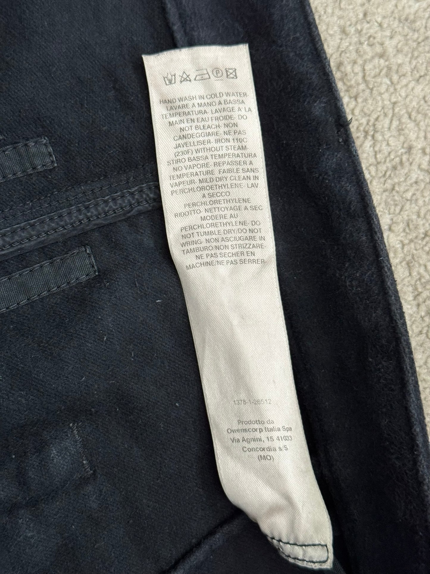 FW24 Rick Owens DRKSHDW Black Cotton Moleskin Geth Cut Jeans