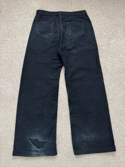 FW24 Rick Owens DRKSHDW Black Cotton Moleskin Geth Cut Jeans