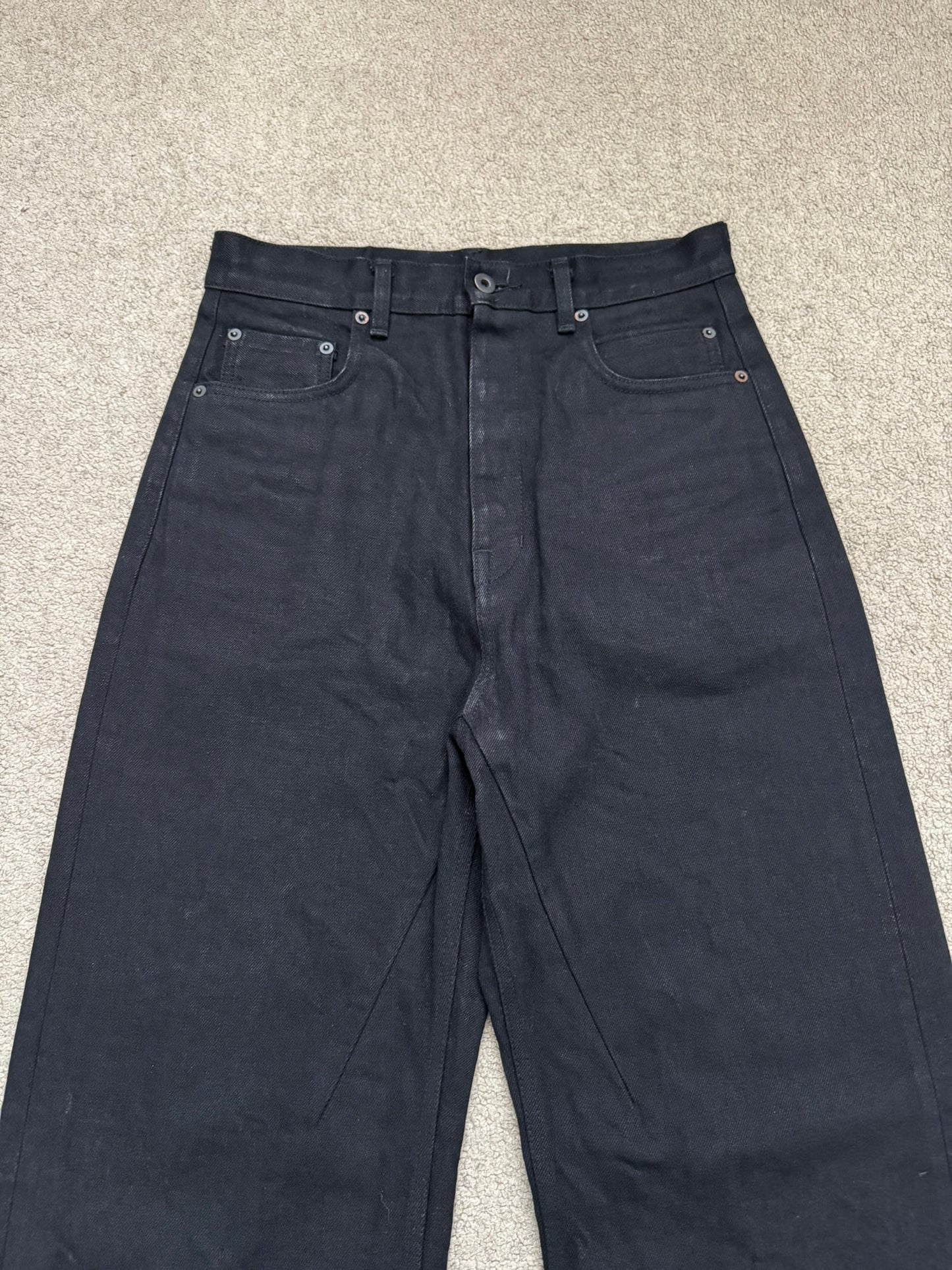 FW22 Rick Owens DRKSHDW MIJ Black Selvedge Geth Denim Jeans
