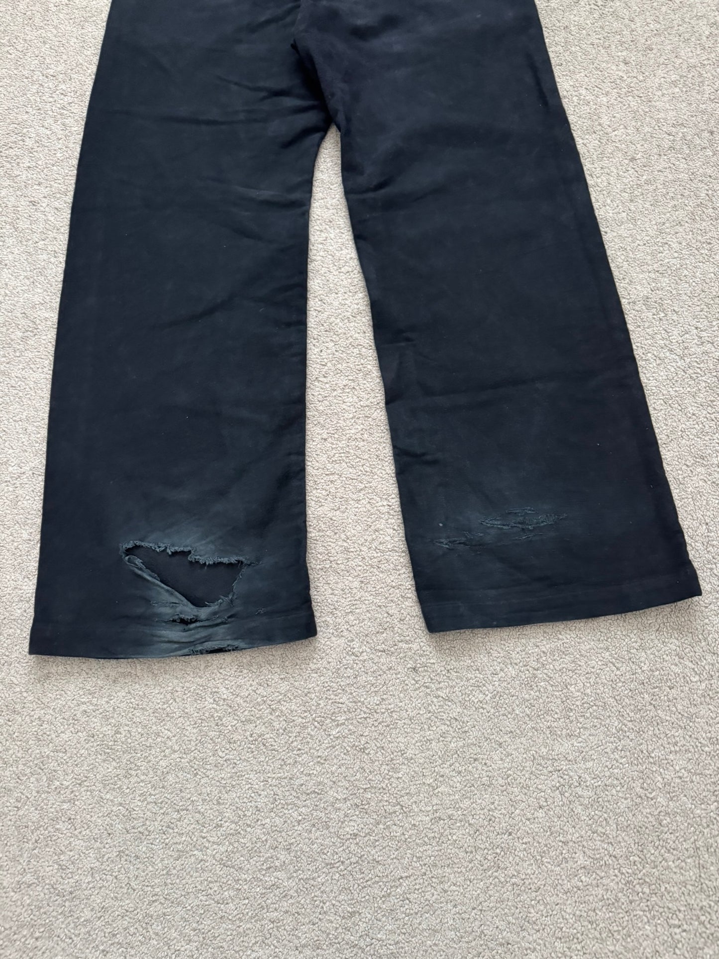FW24 Rick Owens DRKSHDW Black Cotton Moleskin Geth Cut Jeans