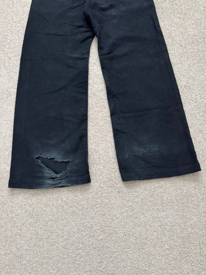 FW24 Rick Owens DRKSHDW Black Cotton Moleskin Geth Cut Jeans