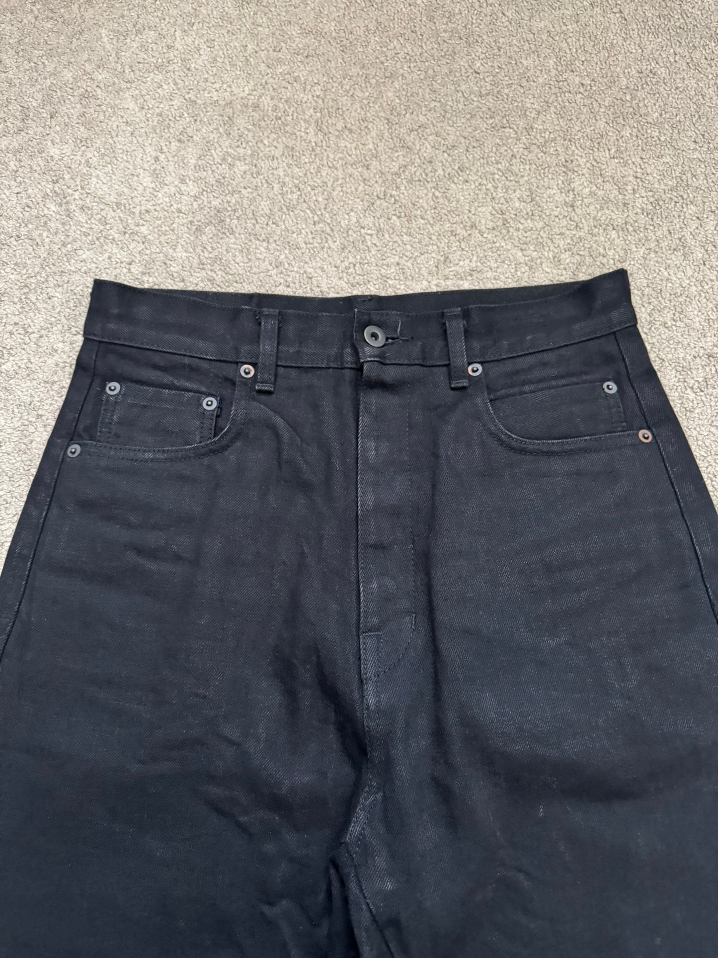 FW22 Rick Owens DRKSHDW MIJ Black Selvedge Geth Denim Jeans