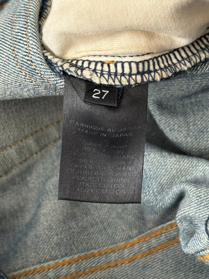 Balmain by Olivier Rousteing Blue Washed Zip Biker Denim Jeans
