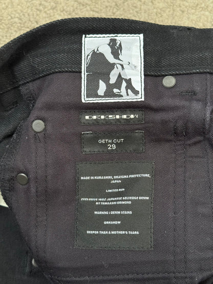 FW22 Rick Owens DRKSHDW MIJ Black Selvedge Geth Denim Jeans
