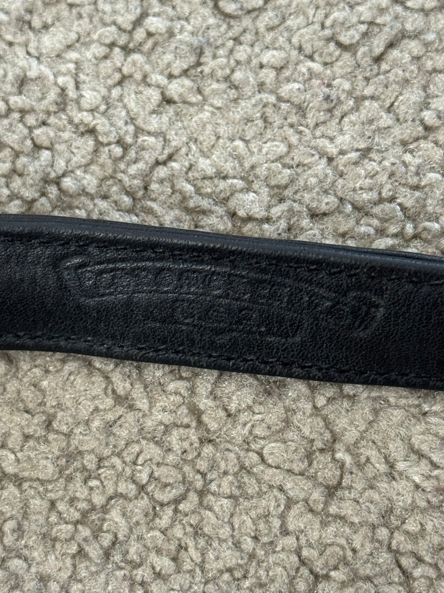 Chrome Hearts 3 Silver Rolling Stone Snap Button Black Leather Bracelet