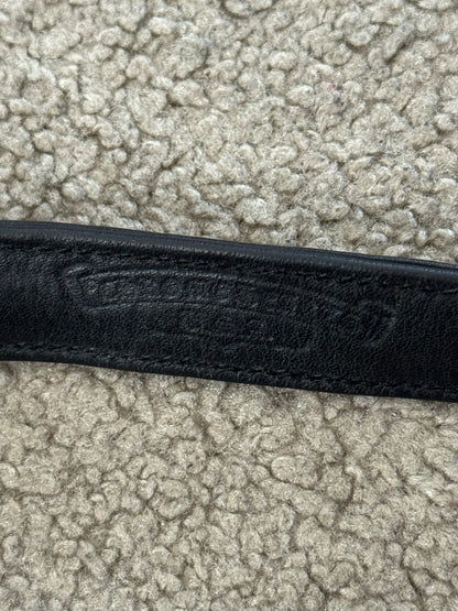 Chrome Hearts 3 Silver Rolling Stone Snap Button Black Leather Bracelet