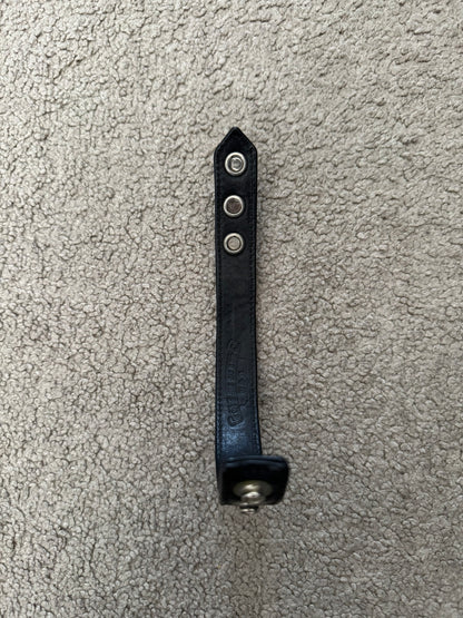 Chrome Hearts 3 Silver Cross Snap Button Black Leather Bracelet