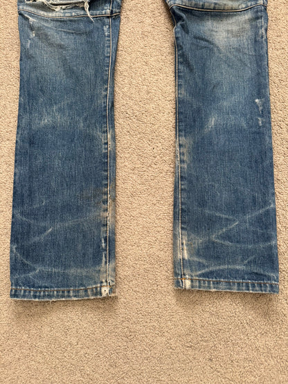 FW12 Balmain by Olivier Rousteing Washed Zip Biker Denim Jeans