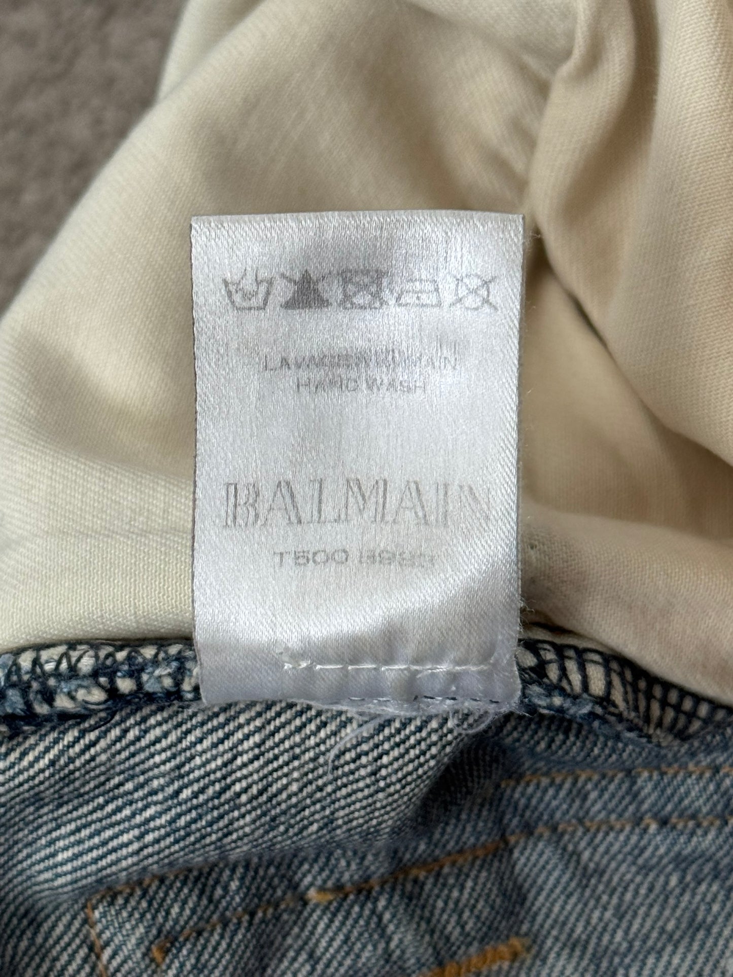 FW12 Balmain by Olivier Rousteing Washed Zip Biker Denim Jeans