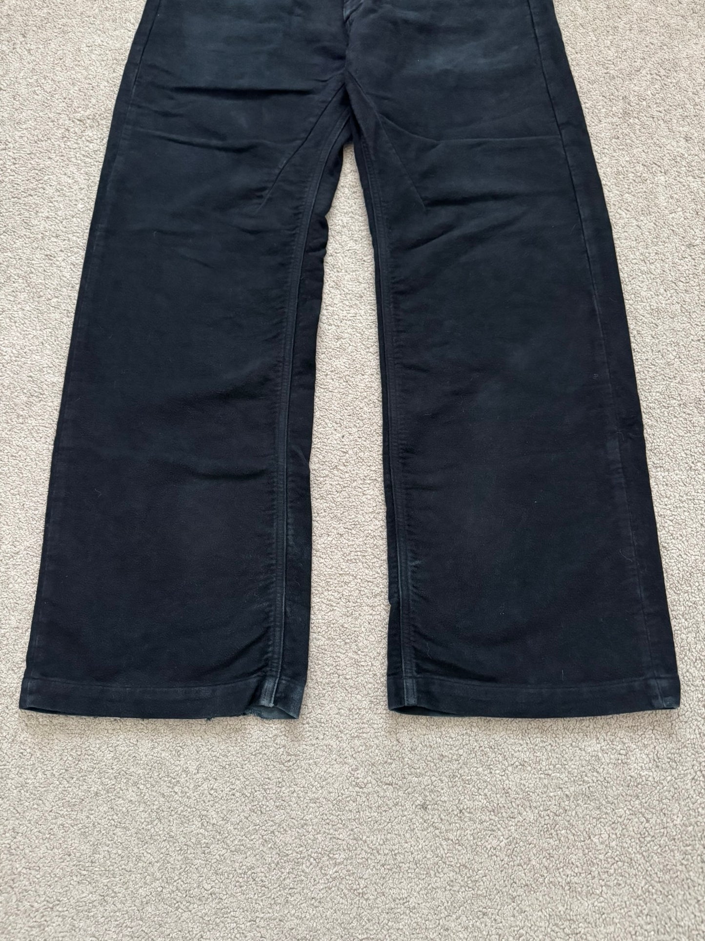 FW24 Rick Owens DRKSHDW Black Cotton Moleskin Geth Cut Jeans