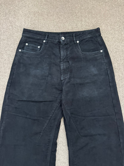 FW24 Rick Owens DRKSHDW Black Cotton Moleskin Geth Cut Jeans